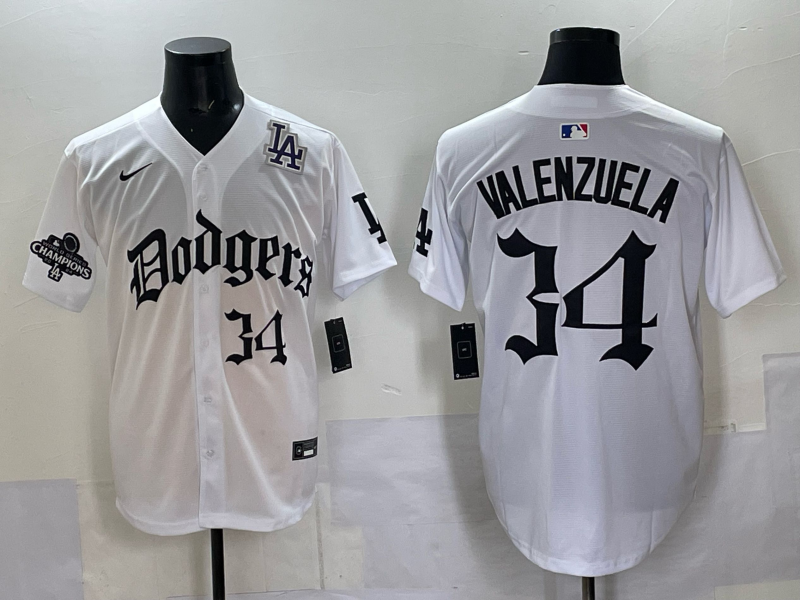 Men Los Angeles Dodgers  #34 Valenzuela white Nike 2025 MLB jersey 001->los angeles dodgers->MLB Jersey